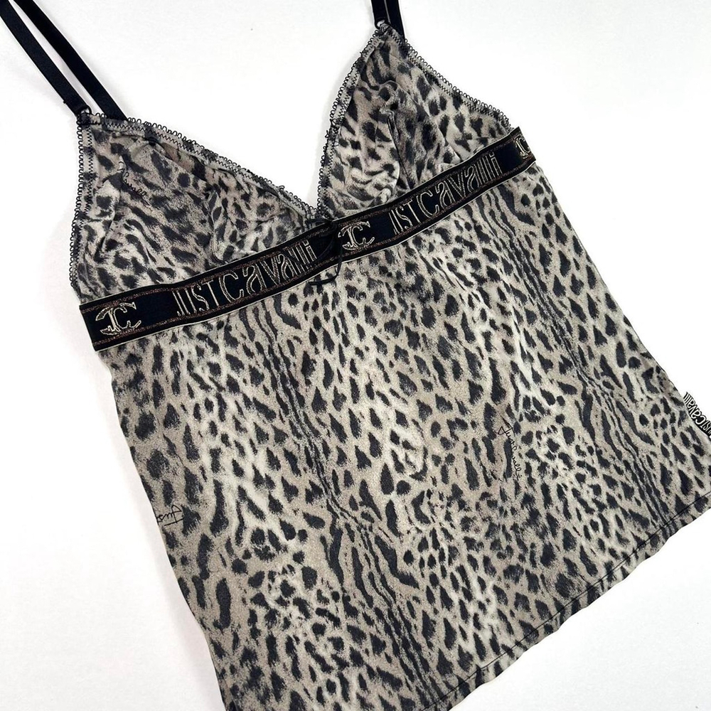 y2k Cavalli gray and black cheetah print cami